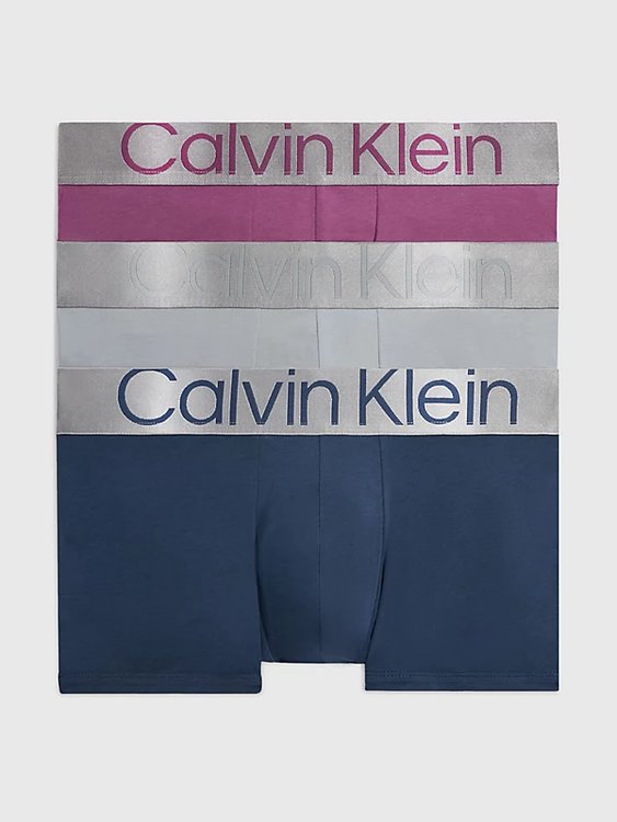 Calvin Klein Underwear – Reconsidered Steel boxery 3ks, Fialová, Modrá barva