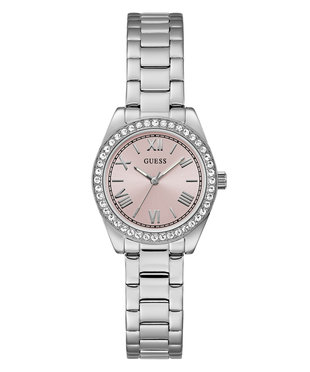 GUESS – Mini Luna hodinky, Růžová, Stříbrná barva