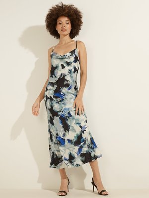 Módní Akilina šaty, Bílá, Černá, Modrá, Multi barva, 2022