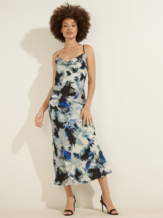 Módní Akilina šaty, Bílá, Černá, Modrá, Multi barva, 2022