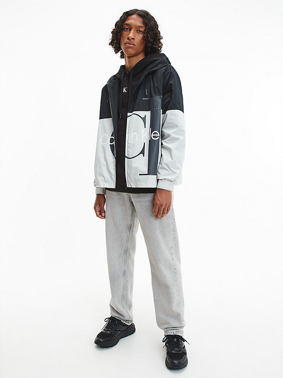 Luxusní Bold logo větrovka, Černá, Šedá barva, S, M, L, XL, XXL