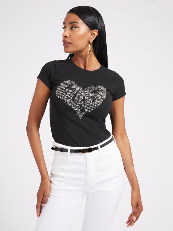 GUESS – Heart triko, Černá barva