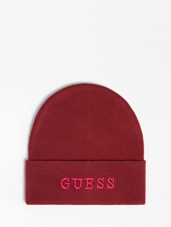 Guess – Logo beanie, Červená barva