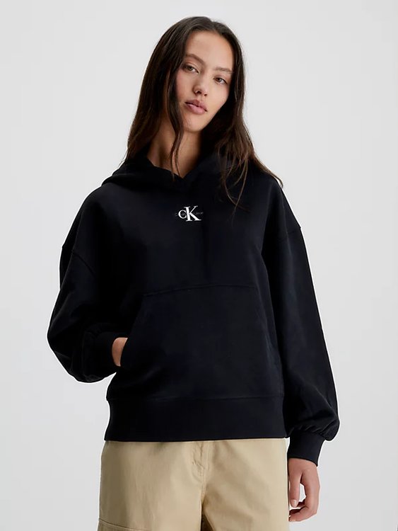 Calvin Klein Jeans – Micro Monologo mikina, Černá barva