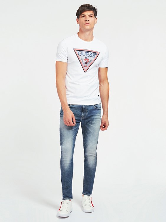 Triko – Guess, Bílá barva Muži, Muži