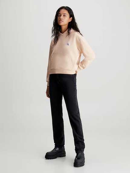 Módní Woven Label mikina, Béžová barva, 2023