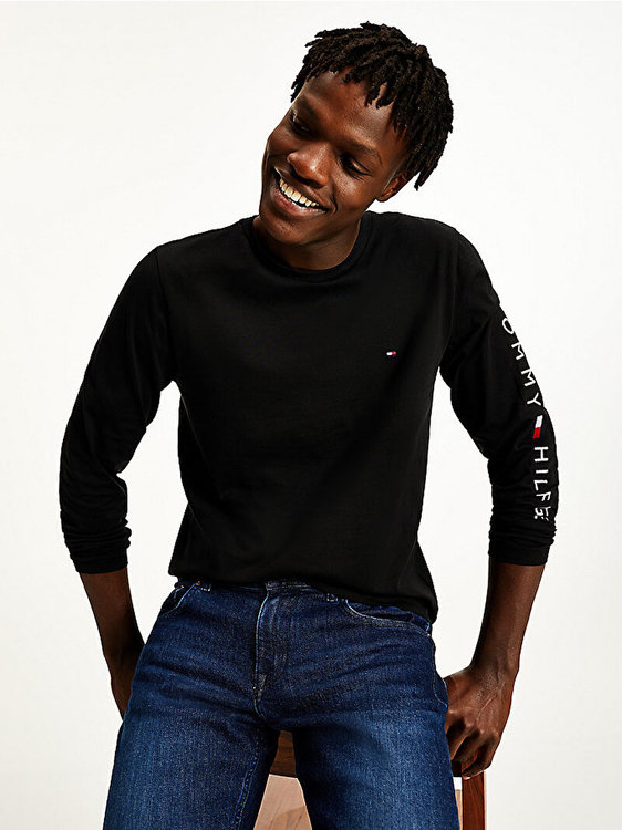 Tommy Hilfiger – Tommy Logo triko, Černá barva