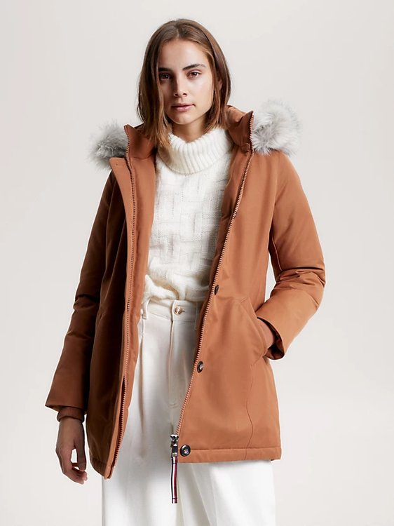 Módní Padded Fur parka, Hnědá barva, 2023