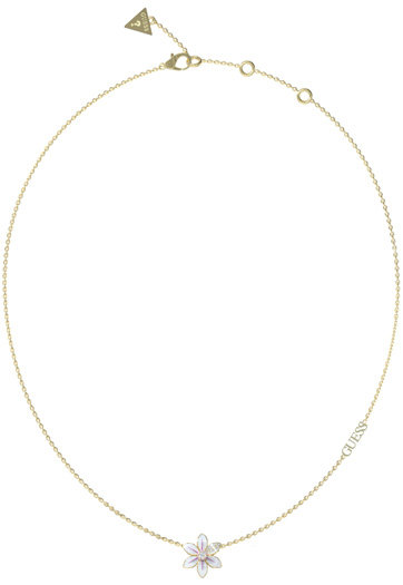 GUESS – White Lotus náhrdelník, Bílá, Zlatá barva