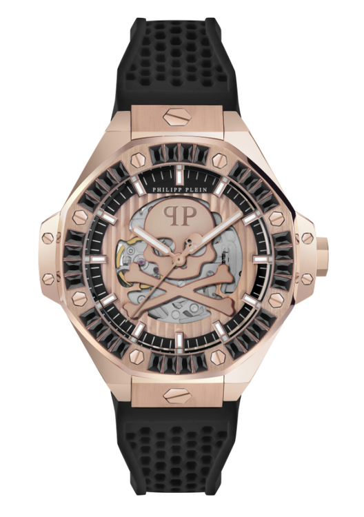Philipp Plein – $KELETON ROYAL hodinky, Černá, Růžové zlato barva
