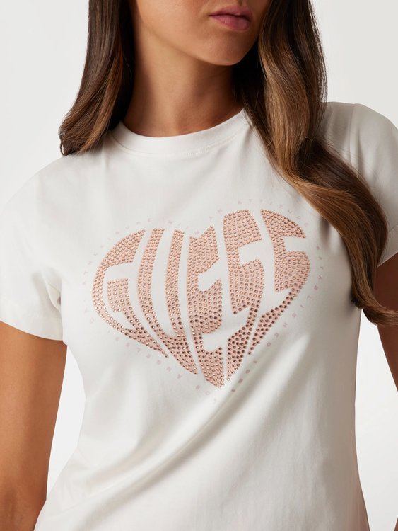 Luxusní Julia Rhinestone triko, Bílá barva, XS, S, M