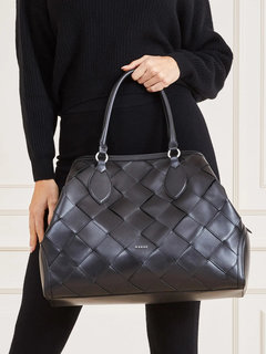 Luxusní Eugenia kožená kabelka, Černá barva, T/U