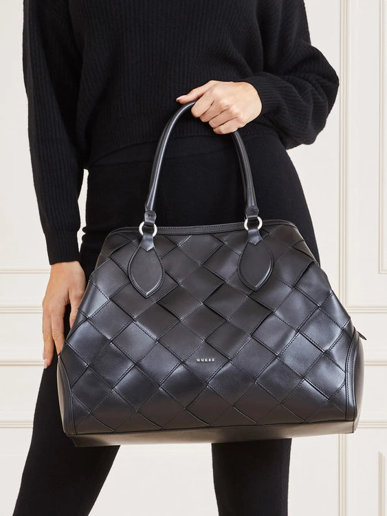 Luxusní Eugenia kožená kabelka, Černá barva, T/U