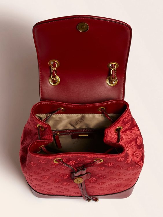 Luxusní Kimi velvet batoh, Bordó, Černá barva, T/U