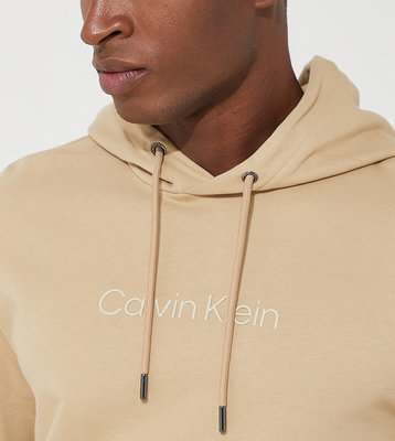 Modern front logo mikina – Calvin Klein, Béžová barva Muži