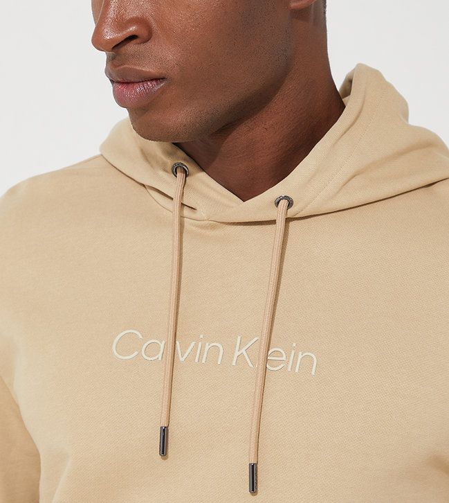 Modern front logo mikina – Calvin Klein, Béžová barva Muži