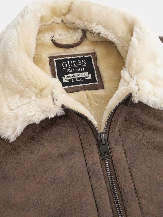Luxusní Shearling Aviator bunda, Hnědá barva, L