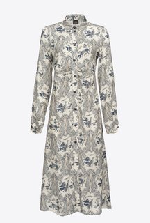 Pinko – Printed šaty, Bílá, Modrá barva