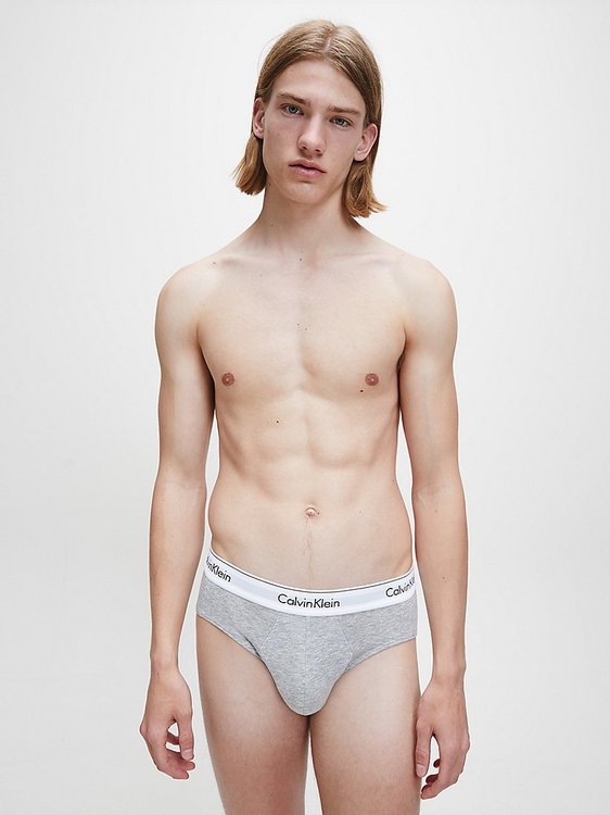 Modern Cotton slipy 2ks – Calvin Klein Underwear, Černá, Šedá barva Muži