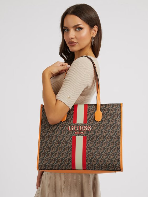 Luxusní Silvana kabelka, Hnědá, Oranžová barva, T/U