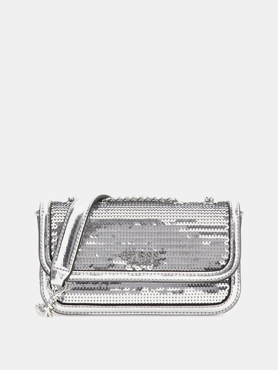 GUESS – Kaska Mini crossbody, Stříbrná barva