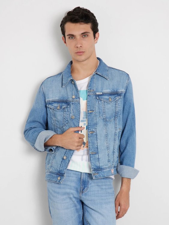 GUESS – Dillon bunda Denim, Modrá barva