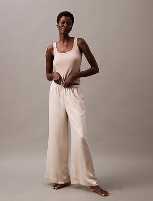 Calvin Klein Underwear – Satin kalhoty, Béžová barva