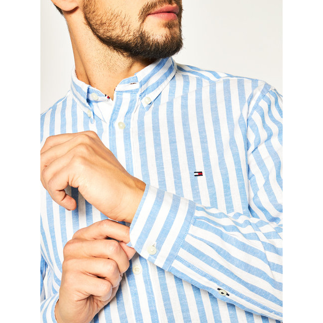 Módní Stripe košile, Bílá, Modrá barva, 2020