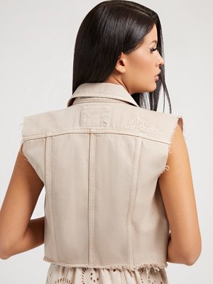 Módní Jomarie denim vesta, Béžová barva, 2022