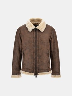 Shearling Aviator bunda Hnědá barva Muži