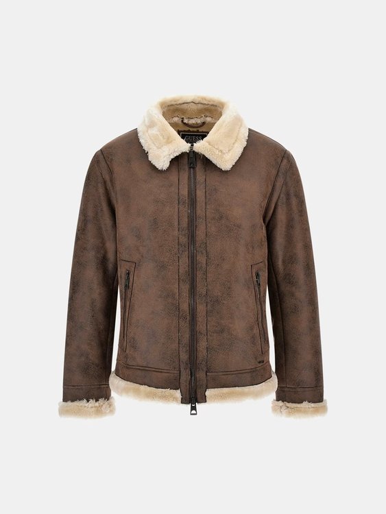 Shearling Aviator bunda Hnědá barva Muži