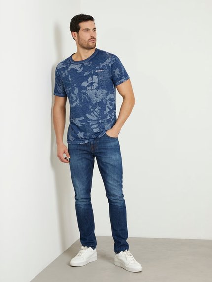 All over print triko – GUESS, Modrá barva Muži