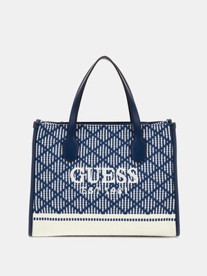 GUESS – Silvana 2 Compartment velká kabelka, Modrá barva
