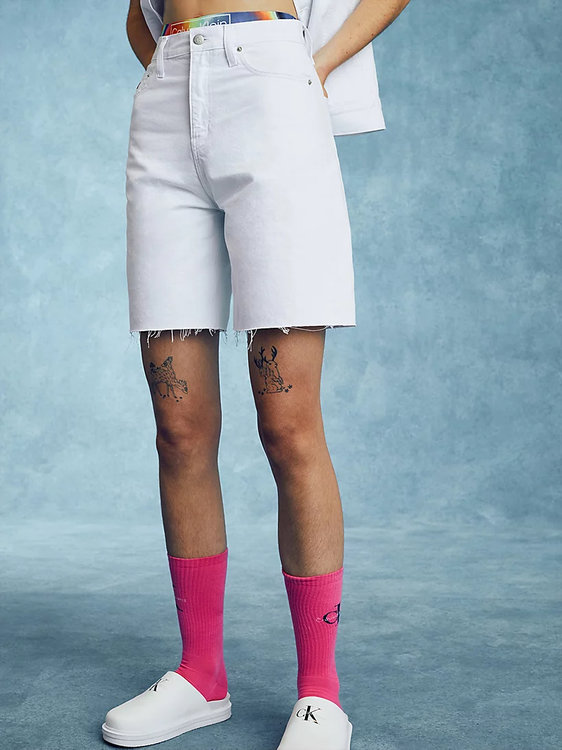 Calvin Klein Jeans – Relaxed denim šortky, Bílá barva