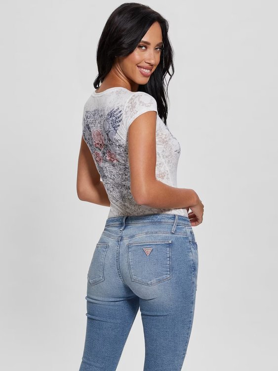 Rose Wings triko – GUESS, Bílá barva Ženy