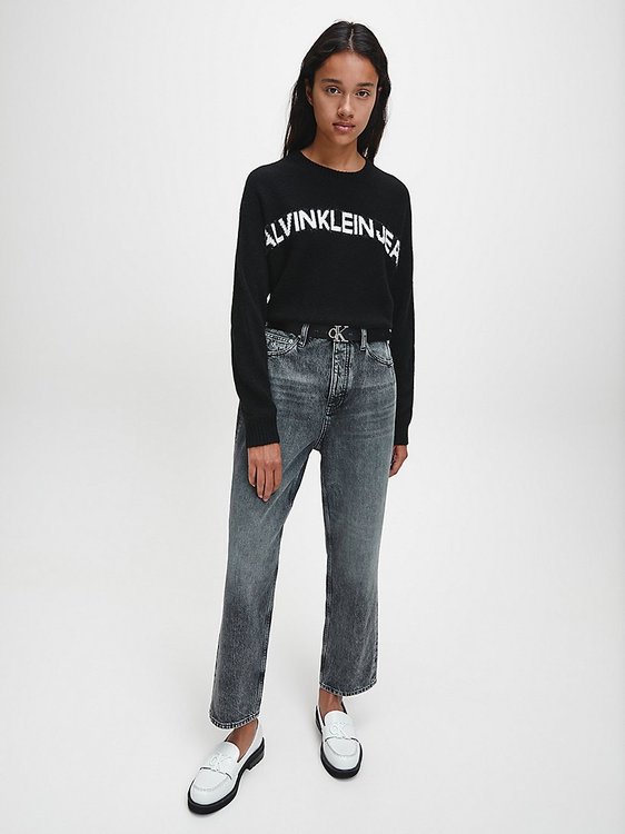 Logo Svetr – Calvin Klein Jeans, Bílá, Černá barva Ženy, Ženy, Ženy