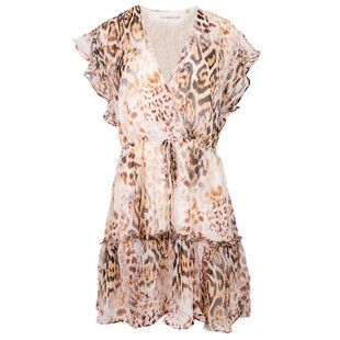 Luxusní Rosa šaty, Béžová, Hnědá barva, XS, S, M