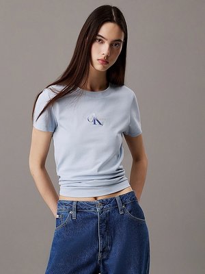 Calvin Klein Jeans – Gradient Monologo Slim triko, Modrá barva