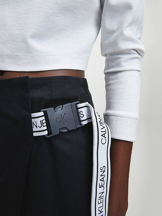 Luxusní Sukně Buckle Logo Strap, Černá barva, XS, M