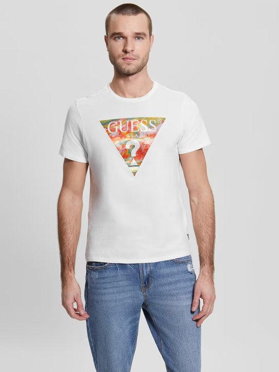 GUESS – Abstract triko, Bílá barva