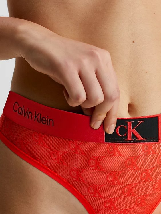Luxusní 1996 Logo Lace tanga, Červená barva, XS, S, M, L