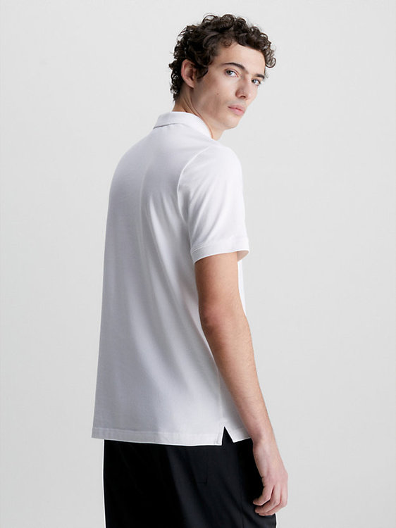 Stretch Pique polo – Calvin Klein, Bílá barva Muži