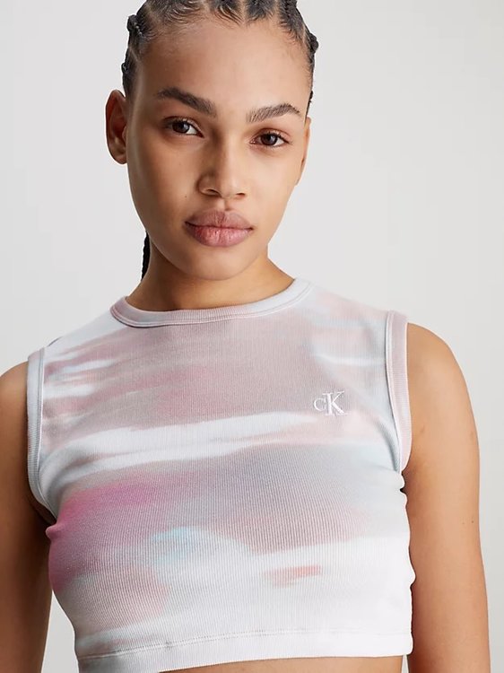 Módní Cropped Tank top, Bílá, Multi, Růžová barva, 2024