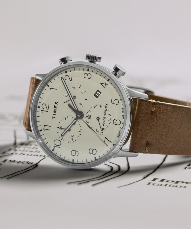 Waterbury hodinky Hnědá, Stříbrná barva Muži