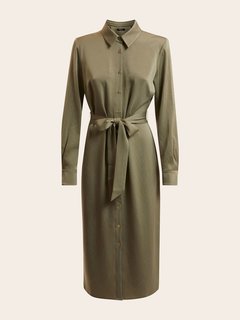 Luxusní Crystal košilové šaty, Khaki, Zelená barva, 40, 42, 44