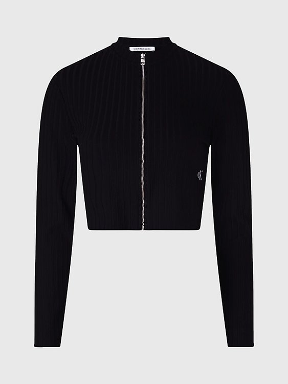 Rib Zip mikina Černá barva Ženy