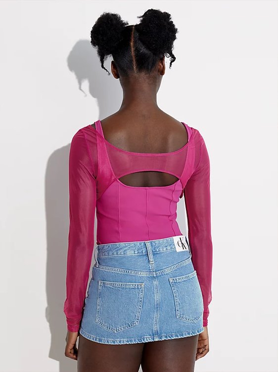 Mesh Layered body – Calvin Klein Jeans, Růžová barva Ženy