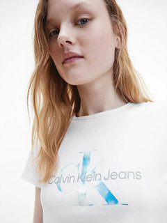 Calvin Klein Jeans, Bílá barva Aqua monogram tričko
