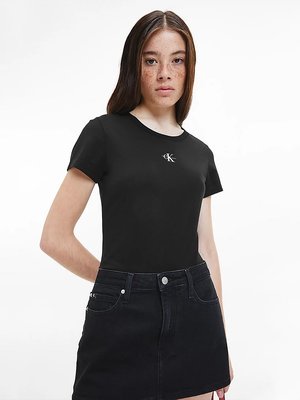 Calvin Klein Jeans – Micro triko, Černá barva