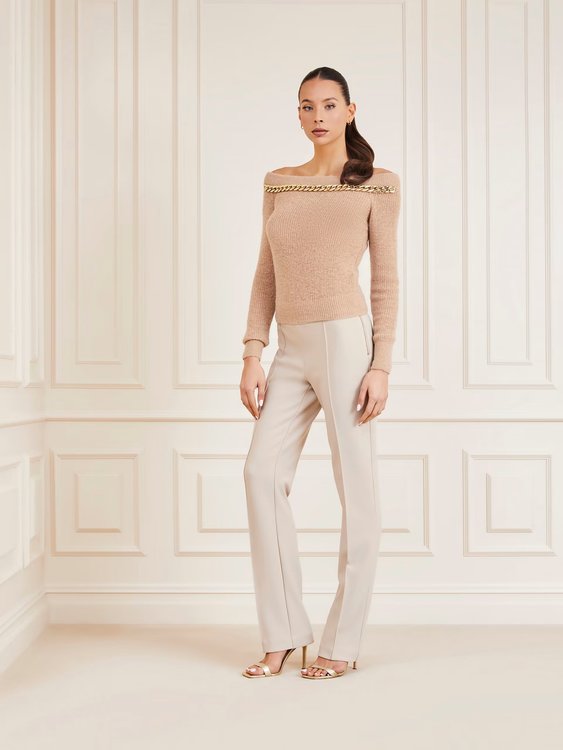 Luxusní Nuvola Chain svetr, Béžová barva, S, M